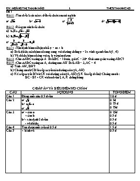 30 Đề thi học kỳ 1 Toán 9 có đáp án